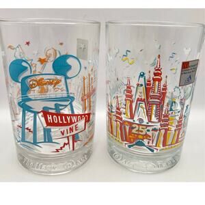 VTG Disney Remember the Magic 1996 McDonalds Collector Glasses (2) Different